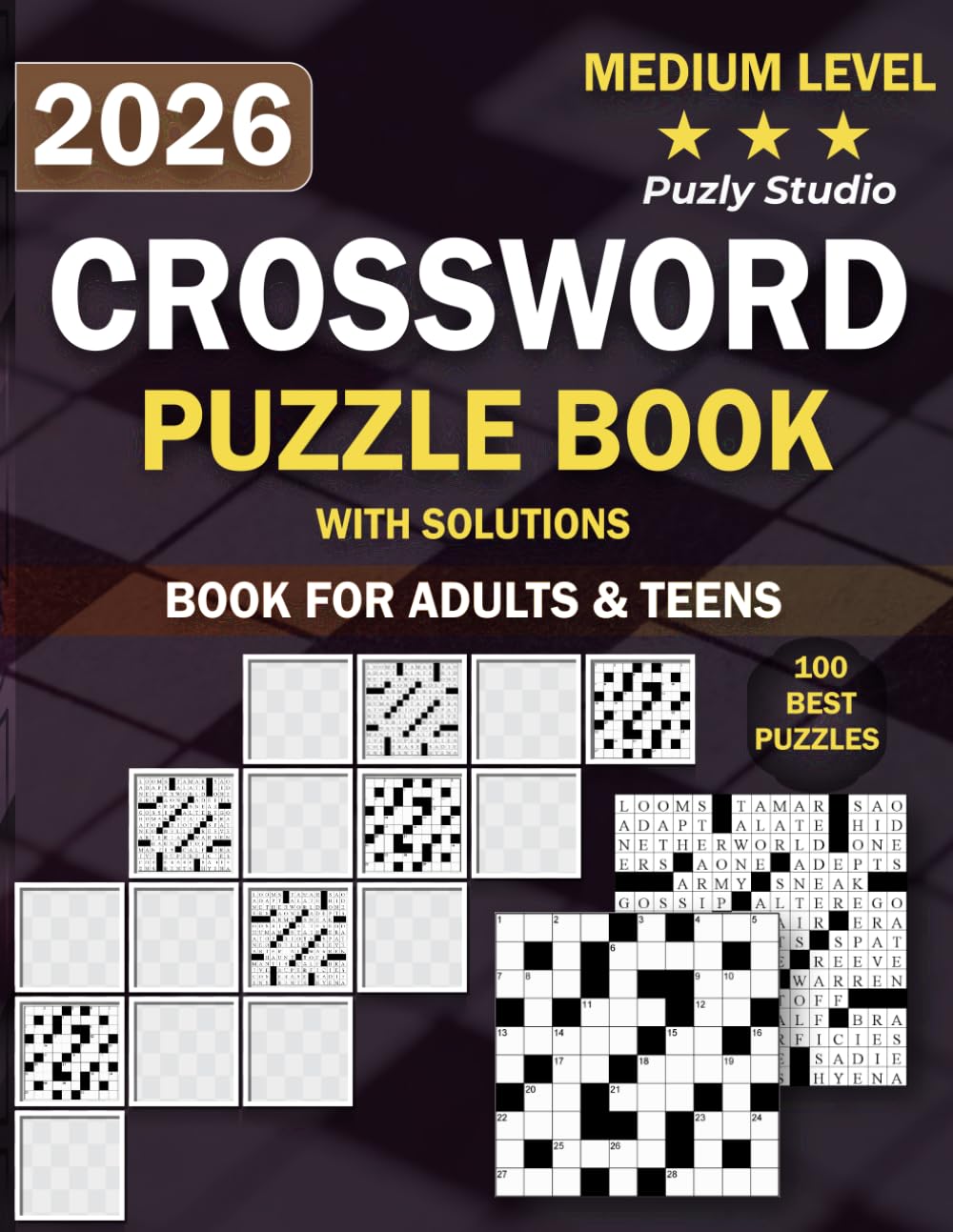 Crossword Puzzle Book for Adults and Teens: 100 Medium Level Puzzles with Solutions