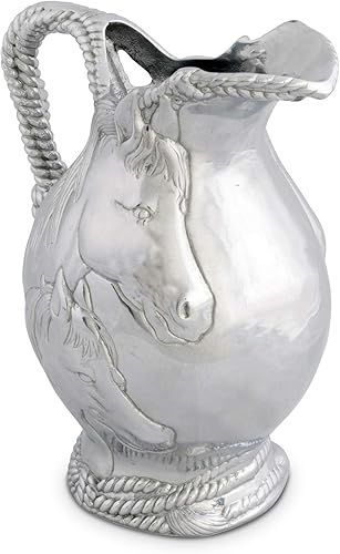 Miniatura 5 de Arthur Court Jarra de agua de aluminio para caballo y cuerda, de metal, para agua caliente/fría, té helado y bebidas de jugo, 10 pulgadas de alto