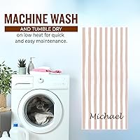 Vista 7 de Toallas de playa personalizadas Passion para adultos - Toallas de piscina personalizadas con nombre - Algodón altamente absorbente - Diseño a rayas