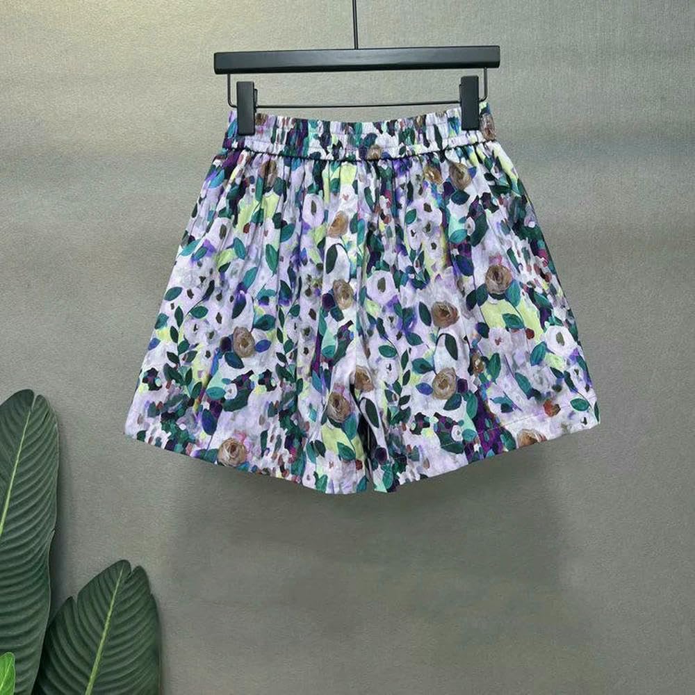 GLDFW lato elastyczna talia nadruk szerokie nogawki gorące spodnie na wszystkie mecze plus size trend linia szorty na co dzień moda damska ubrania