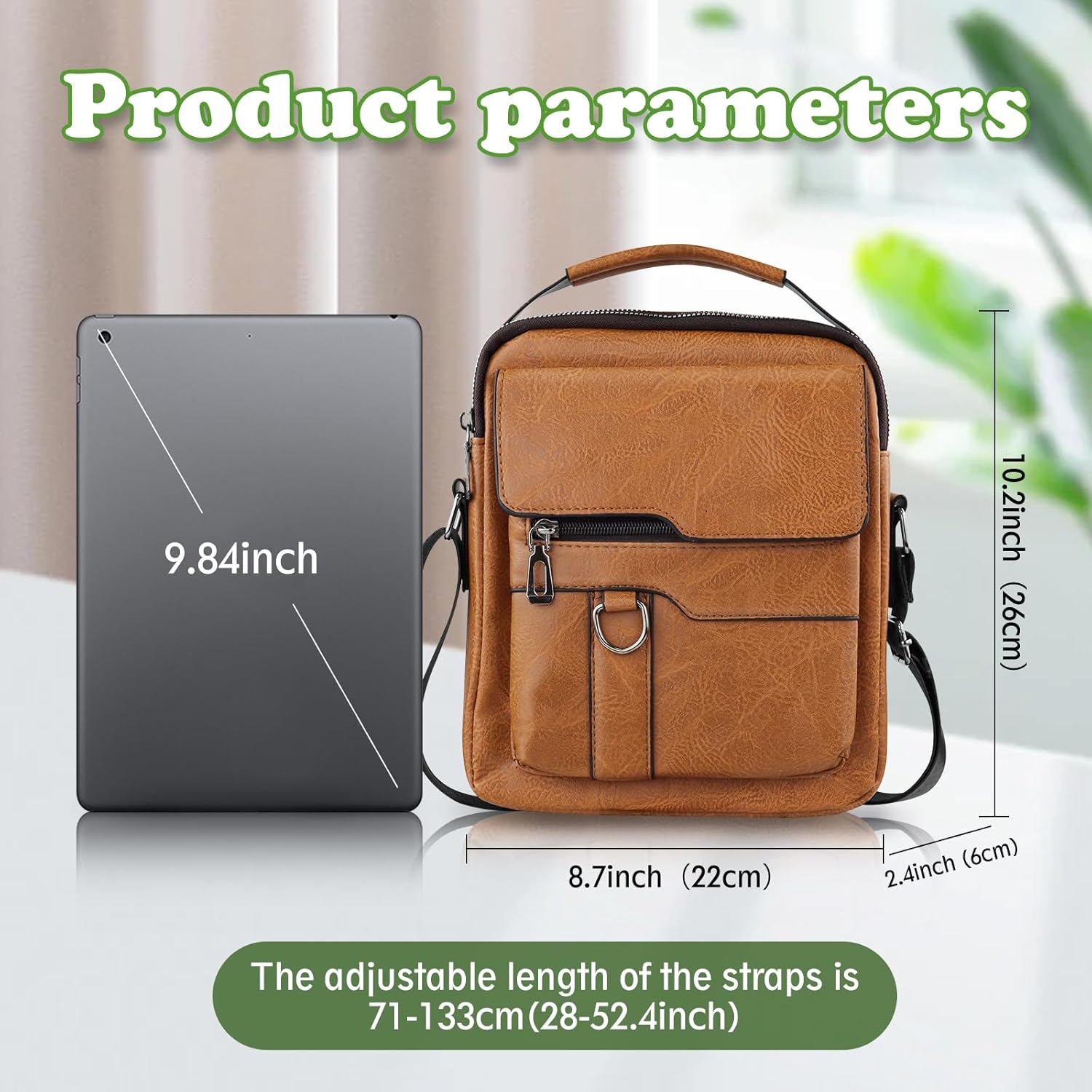 Messenger Bag for Men, 5 Pockets Shoulder Bag for Men with Zipper, Mens Crossbody Bag with Adjustable Strap - Image 4