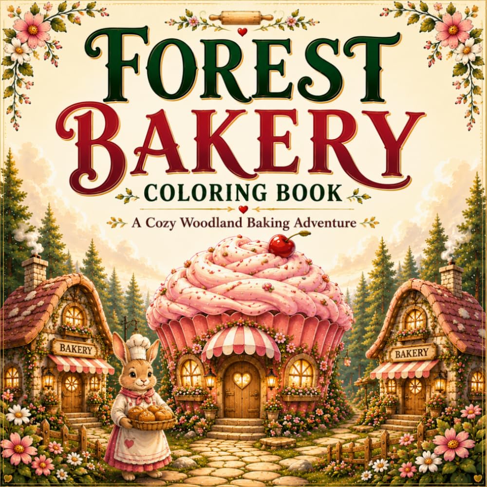 Forest Bakery Coloring Book: 50+ Cozy Cottagecore Scenes of Woodland Bakeries, Magical Pastries, Tea Rooms and Sweet Forest Adventures for Adults (The ... Friends & Magical Gardens Coloring Books)