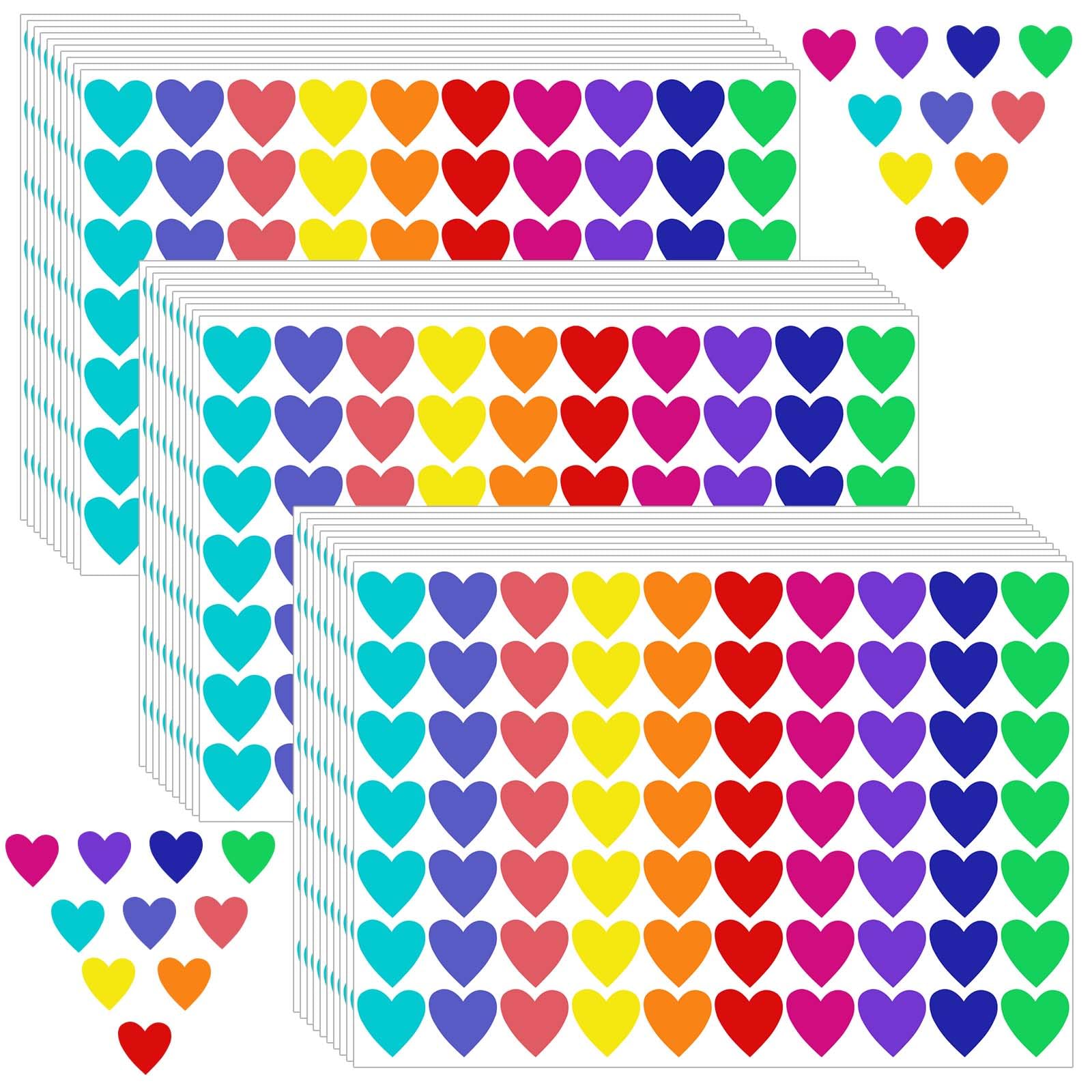 1400 Pcs Colored Heart Stickers, 10 Colours 1.9cm Small Red Valentines Love Heart Stickers, Kids Stickers for Kids, Heart Window Stickers, Valentines Decor, Removable Adhesive for Classroom, Envelopes