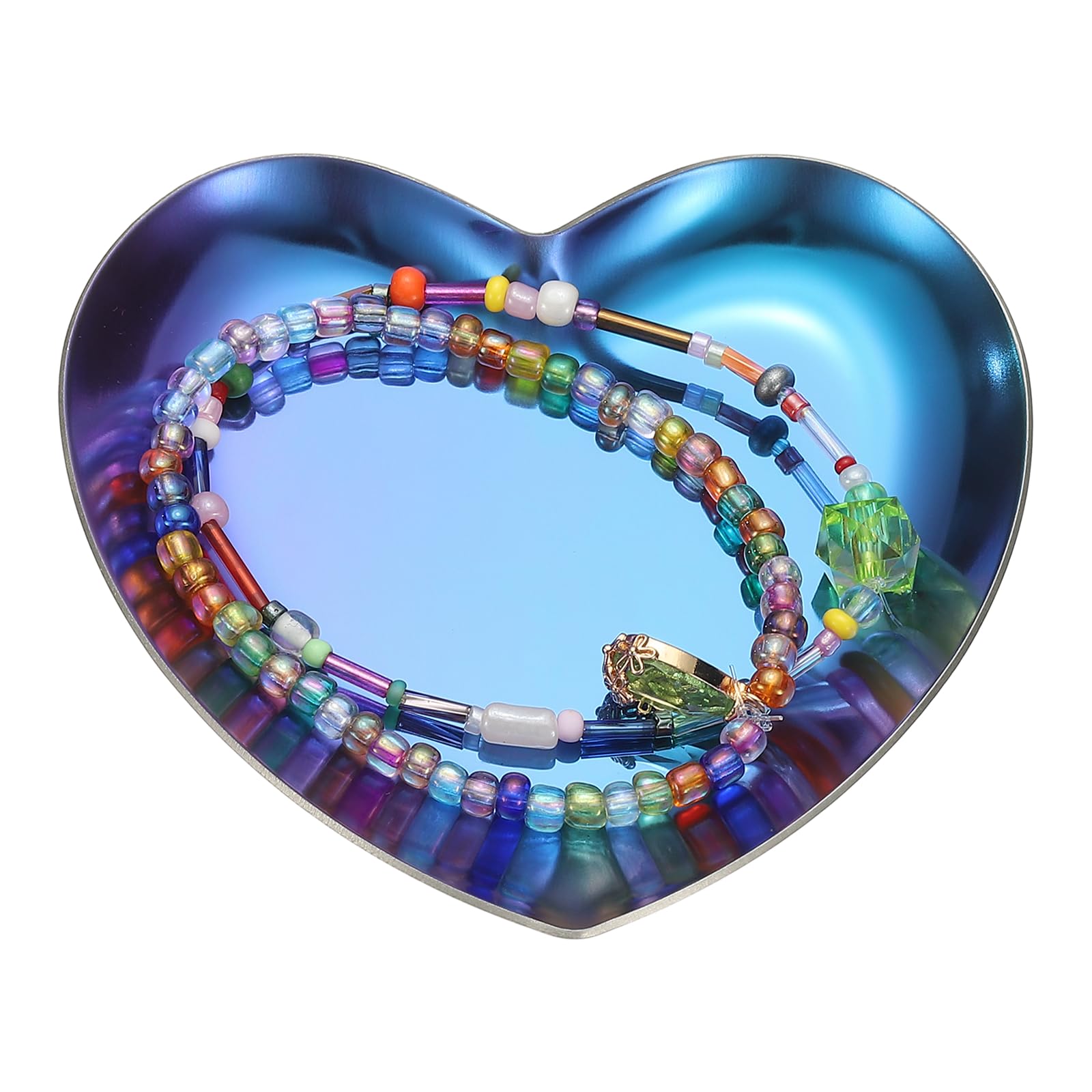 sourcing map Heart Shape Serving Trays, 3.54" Stainless Steel Decorative Jewelry Dish, Small Vanity Tray for Bathroom Aromatherapy Candle Drink Plate,Titanium