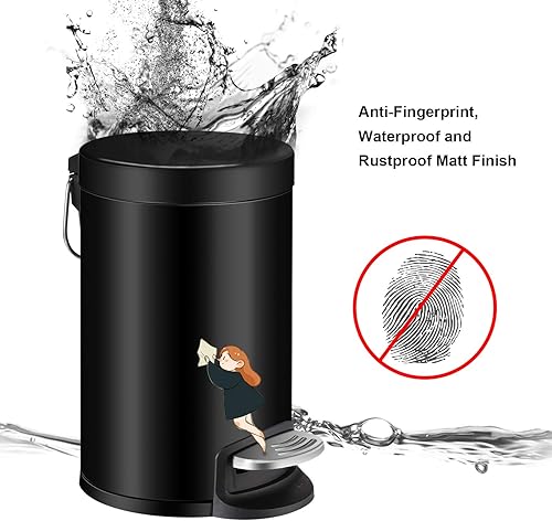 Miniatura 3 de YCTEC Mini cubo de basura de 08 galones3 litros con tapa de cierre suave cesta de basura interior extraíble cubo de basura redondo pequeño cubo de