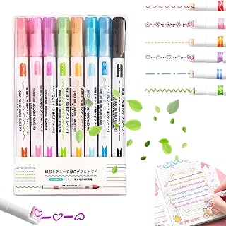 Magic Border Pen, 8 PCS Magicborder Pen for Paper, Curve Highlighter Pens Set for Drawing Note Taking, Curve Border Design (8 pcs)
