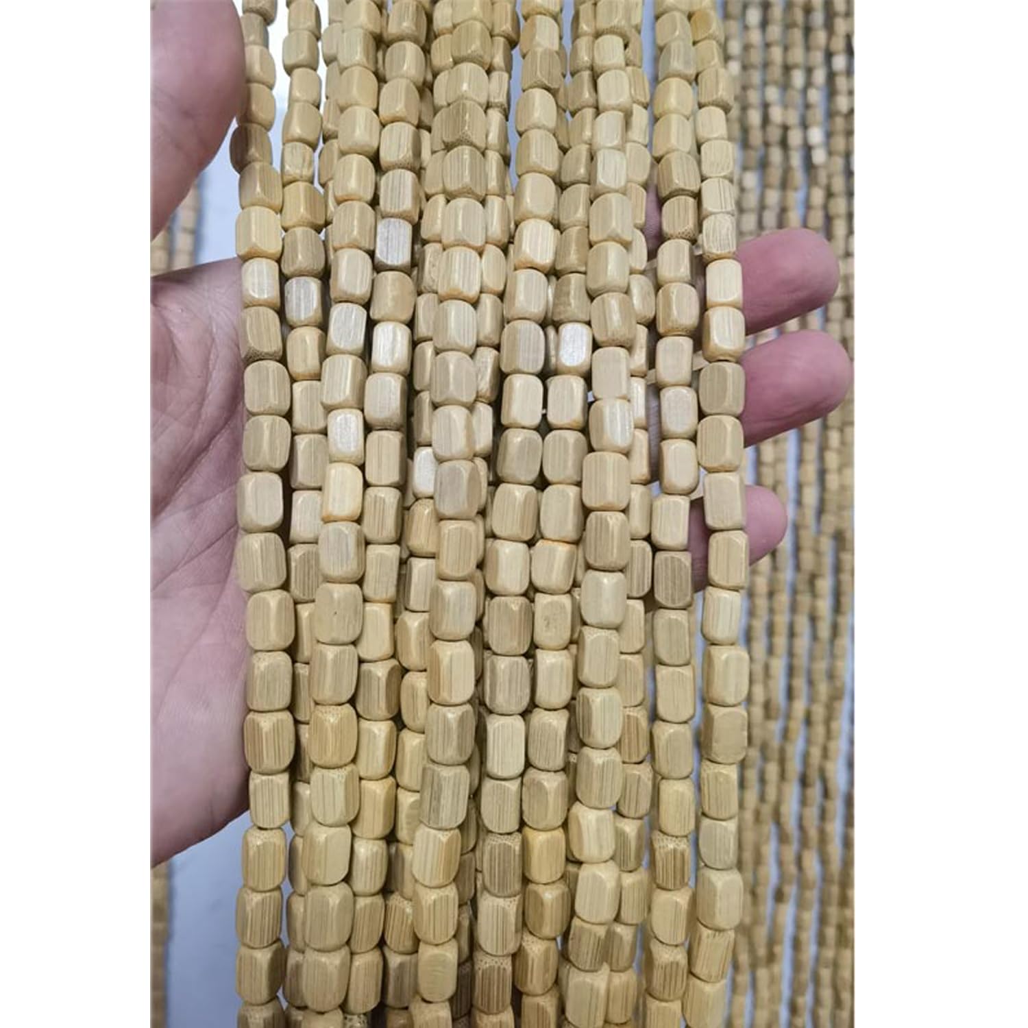 Bambusowa zasłona z koralikami do drzwi, drewniane koraliki, ścianka działowa, 131 żyłek, 130 cm x 140 cm, stylowa dekoracja do salonu, przyjazna dla środowiska, akcesoria do domu