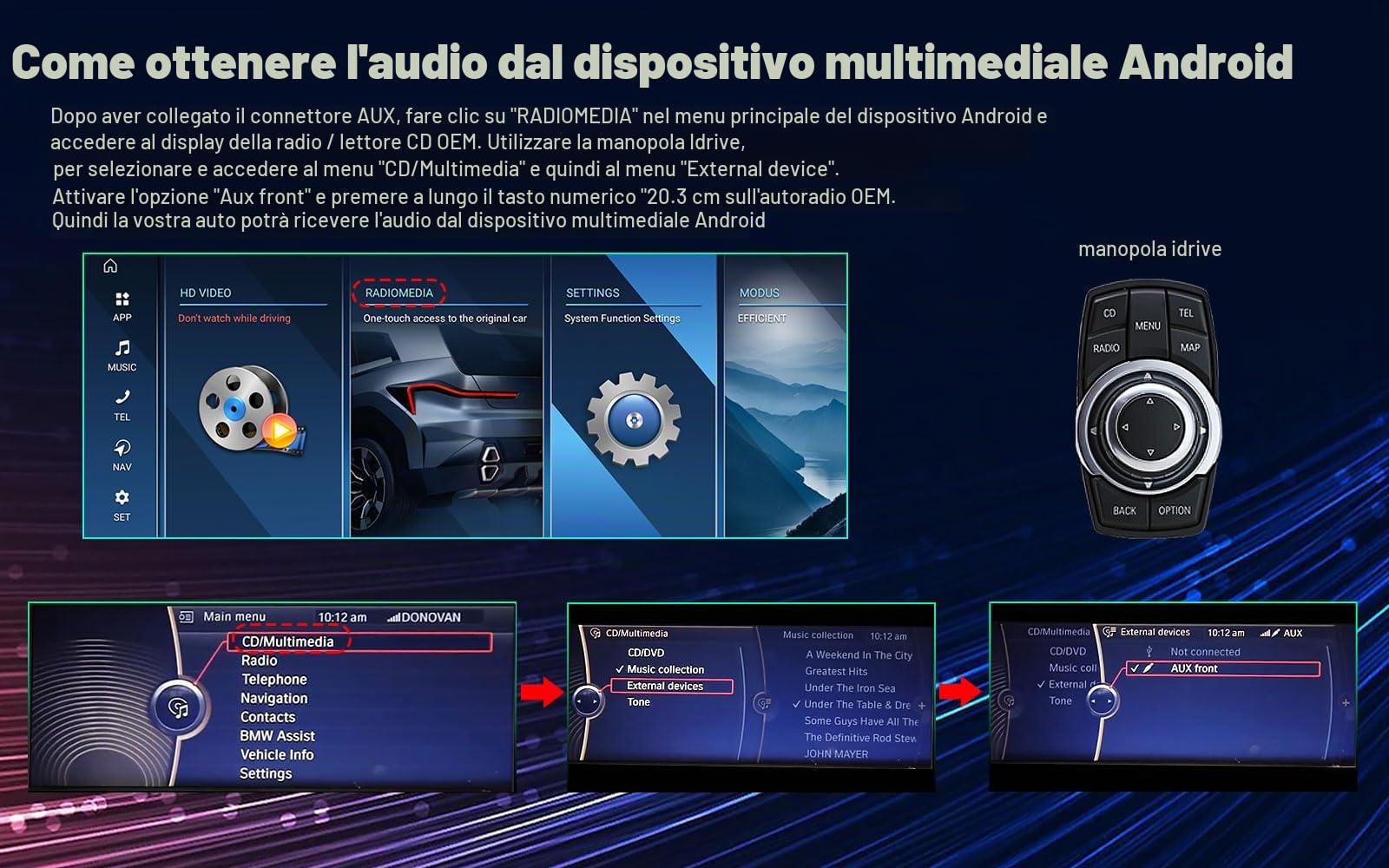12,3" IPS Touchscreen Android 16 Snapdragon 8 Core 8GB+128GB DAB+ Autoradio per BMW X3 F25 2011-2012 CiC GPS Navigatore senza fili CarPlay Android Auto WiFi 4G Bluetooth 5.1 USB DSP CANbus Idrive OEM