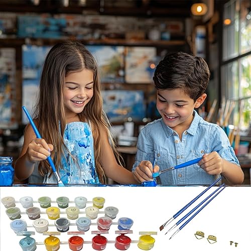 Miniatura 6 de HAPPINNO Lienzo de pintura por números, pintura por números para adultos y niños principiantes, divertidos proyectos de arte y manualidades para