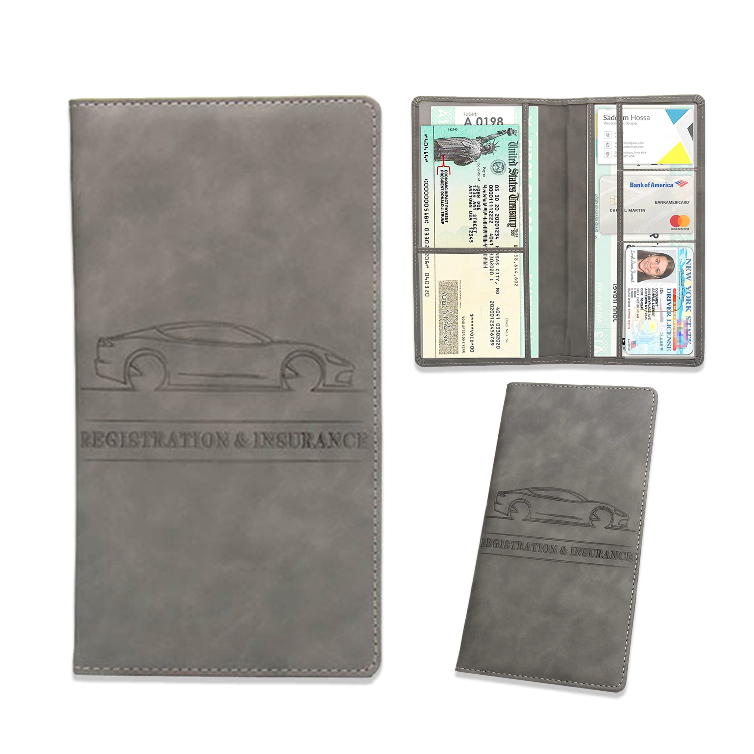 Cartera para Documentos Coche, Cartera Organizadora De Guantera De Cuero PU, Carpeta Documentos Coche Porta Documentos para Viaje Accesorios de Coche para Tarjetas Licencia de Conducir