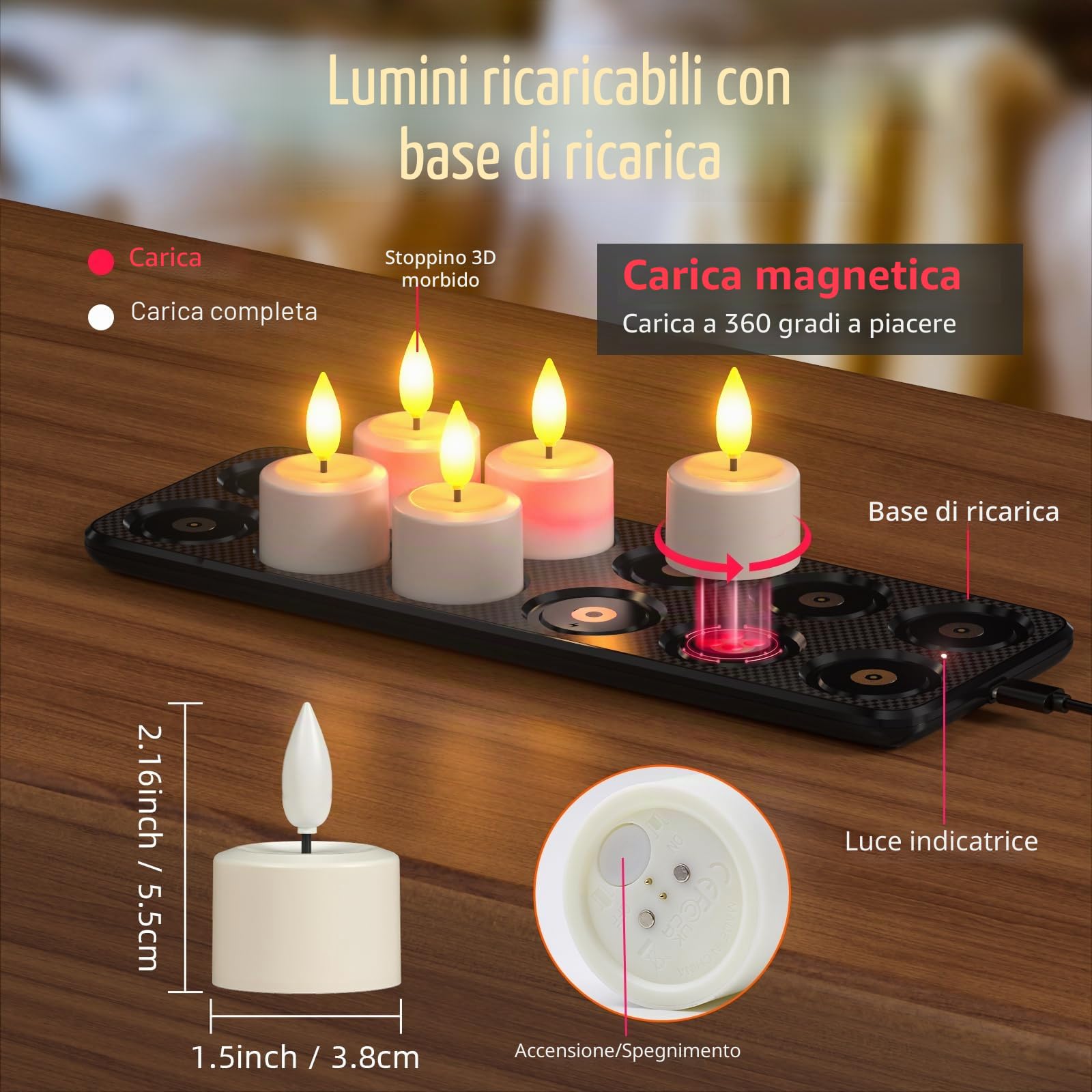 PChero Tea Light Candele Led, 12pcs Bianche Candele Tealight Luci a Led Batteria Natalizie Decorative Galleggianti Finte Piccolo Elettriche Effetto Reale Per Halloween Natale Decorazioni Casa