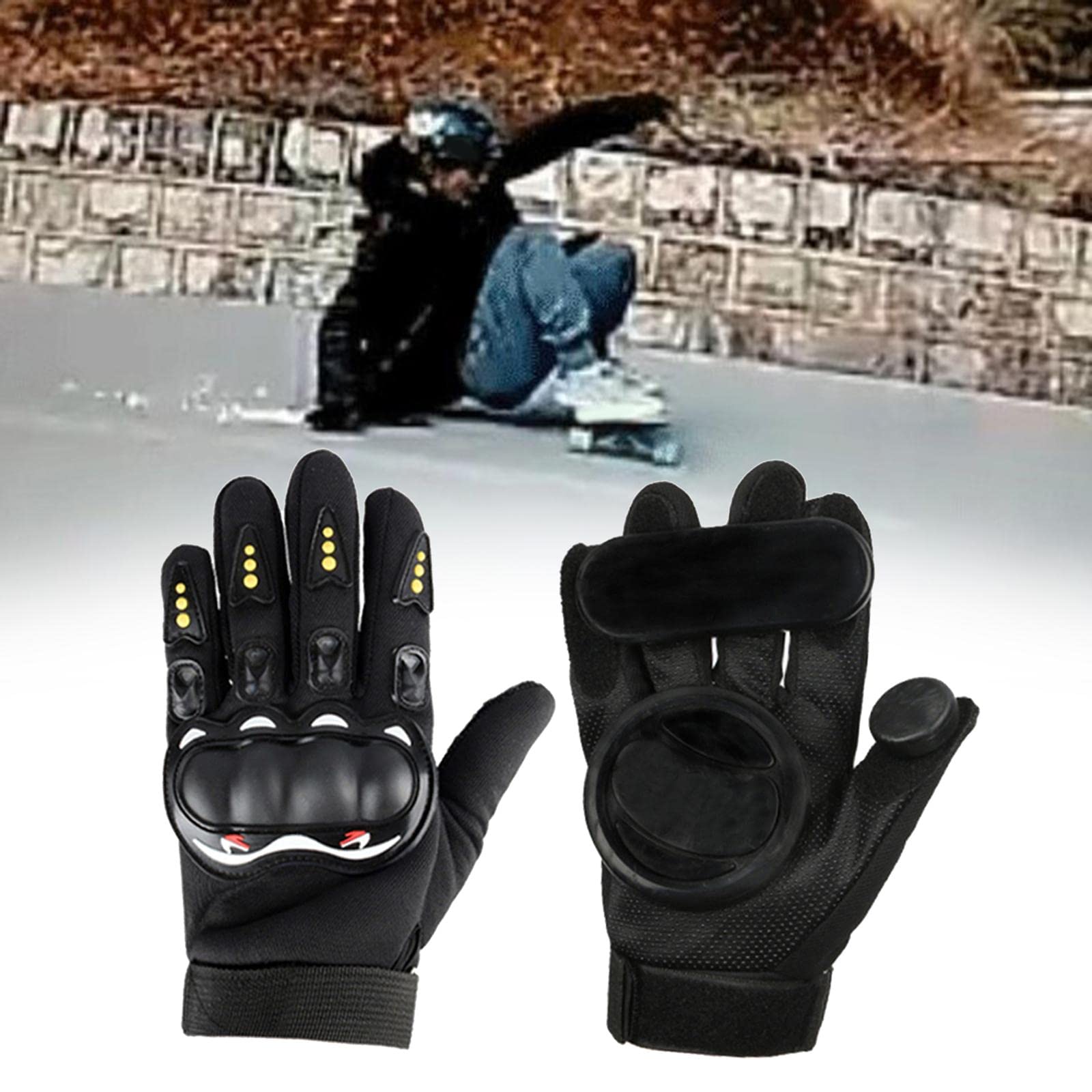 Amagogo 2 Pezzi Longboard Slide Skateboard Guanti Protezione di Downhill Longboarding Guanti da Skate con Puck Slider
