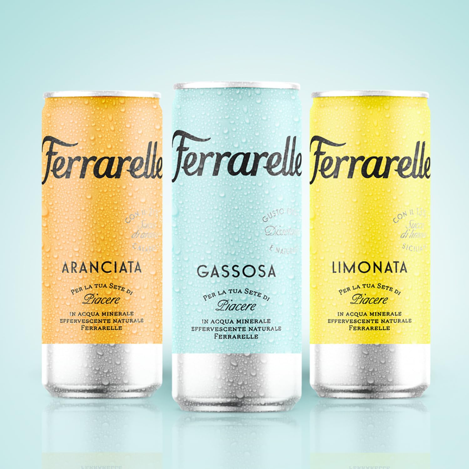 Bevande Ferrarelle | 12 bevande gassate da 25cl | 4 Limonata 4 Arancia 4 Gassosa