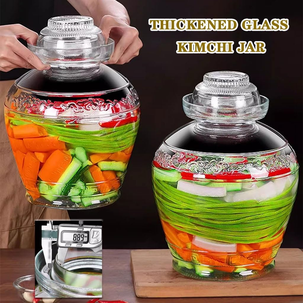 Gurkenglas Mit Traditionellem Reliefdesign, Wasserdichter Gurkenglas Mit Deckel, Pickle Jar Für Eingelegtes Gemüse, Glas-Vorratsflasche(7.5kg/264.6oz)