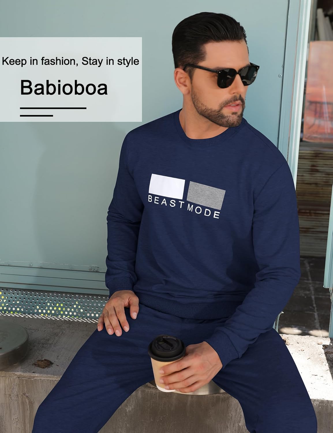 Babioboa Men's 2 Piece Outfits Long Sleeve Pullover Sweatshirt Tracksuit Jogger Sweatpants Sweatsuit Set - Image 3