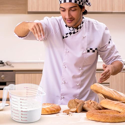 Miniatura 5 de 12 tazas medidoras de plástico con capacidad para 4 tazas, taza medidora transparente con boquilla y mango de 33.8 fl oz, marcado para harina, agua,