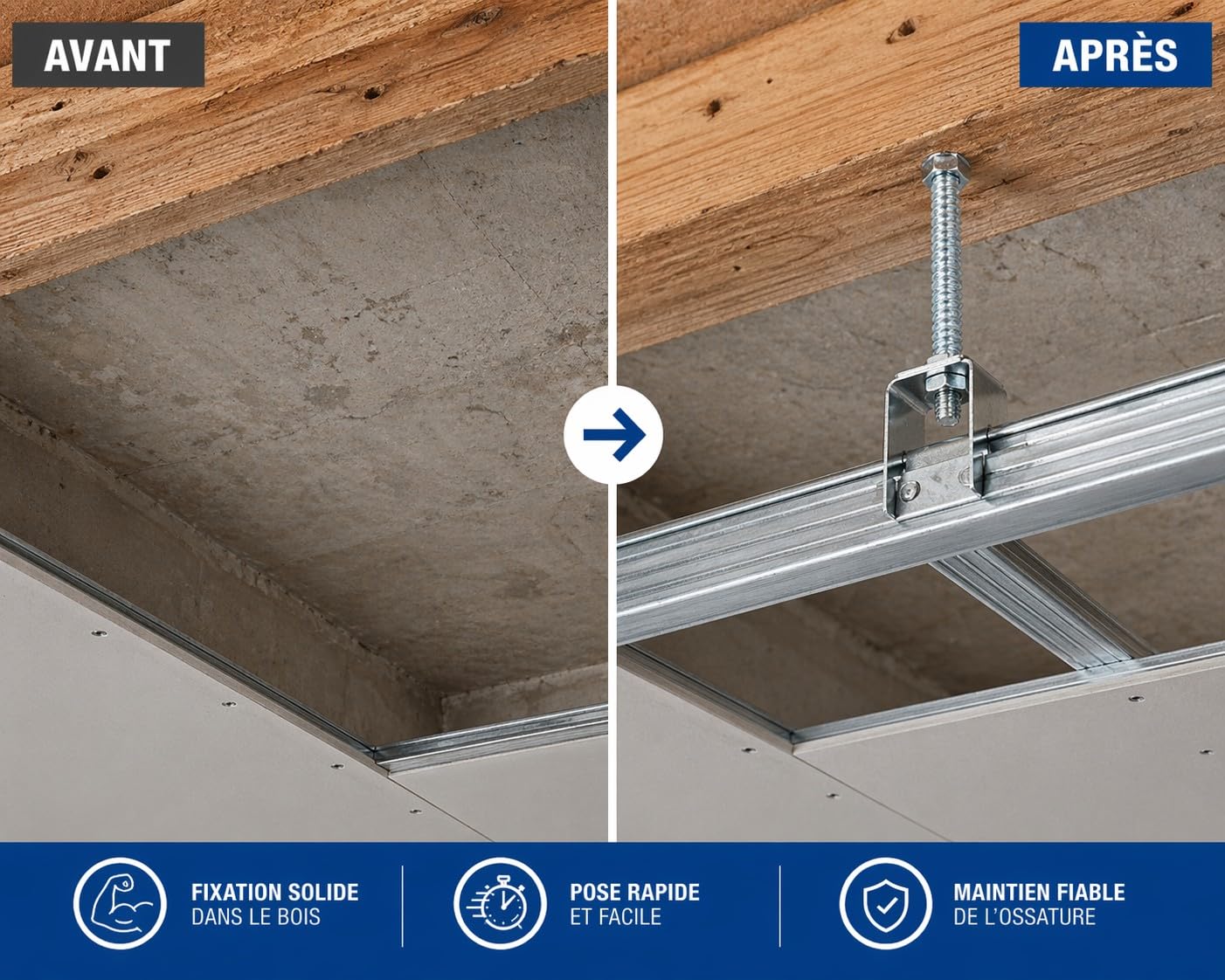 SEMIN Pitons Mâles pour Faux Plafond – 2 Boîtes de 100 – Fixation Cavalier Pivot – Ossature Placo & Fourrures – Pose Rapide et Solide – Rénovation Plafond Intérieur