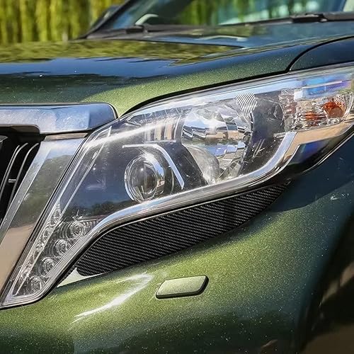 Ajuste de la cubierta de la ceja del faro delantero de la fibra de carbono del coche para Toyota Land Cruiser Prado 2014-2017