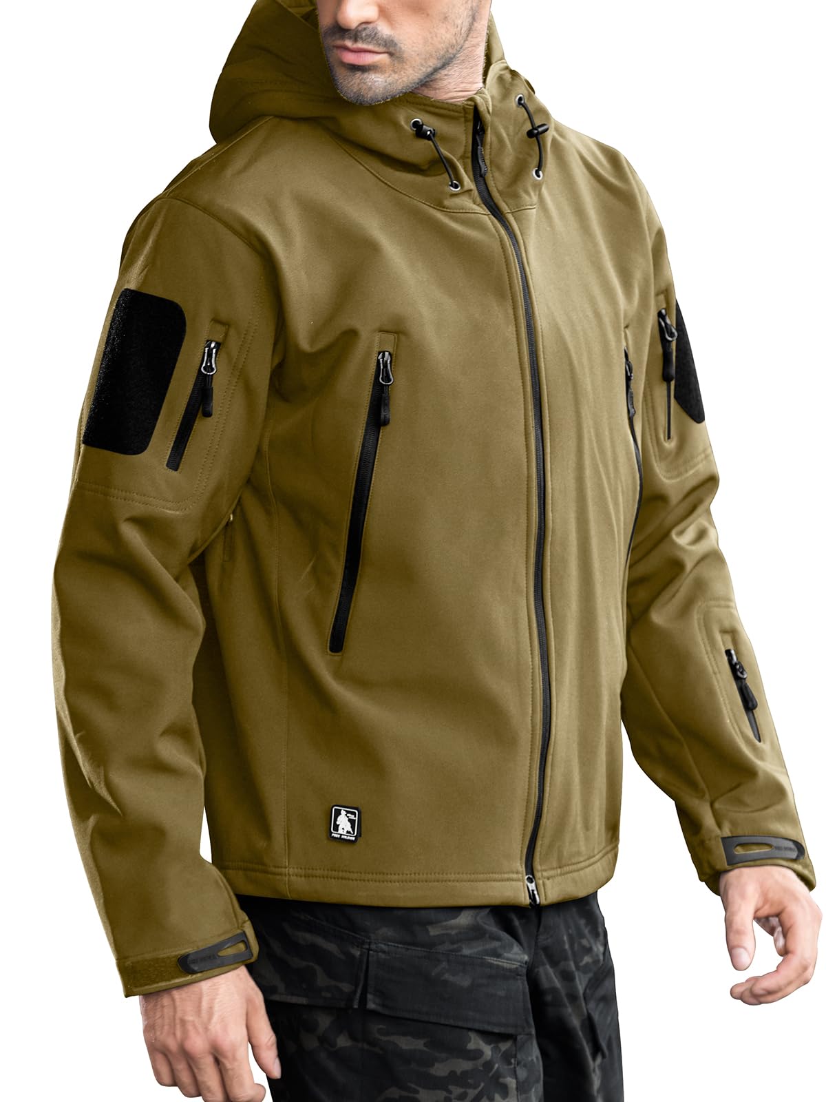 FREE SOLDIER Men's Outdoor Waterproof Soft Shell Hooded Military Tactical Jacket