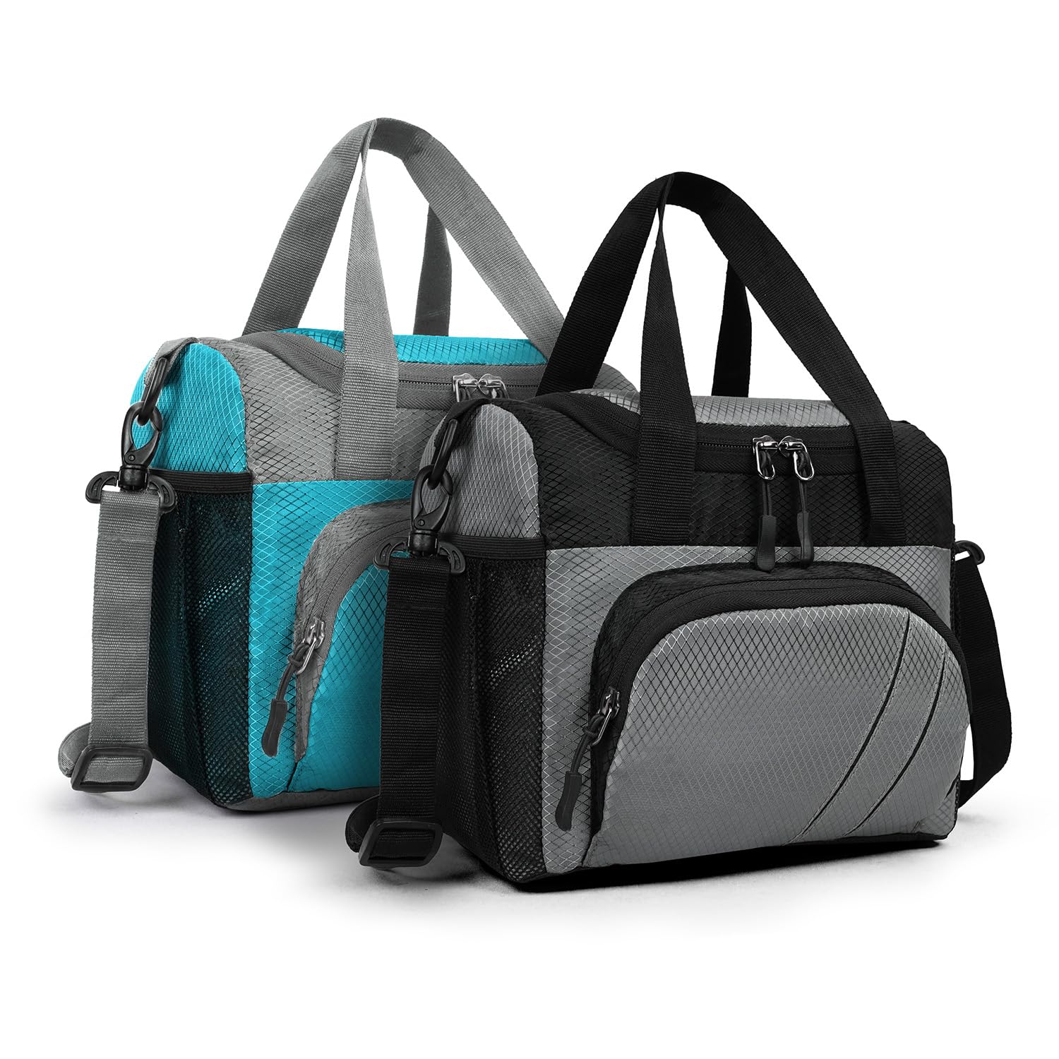 FATMUG Small Lunch Bag for Office Men, Women and Kids Tiffin Bag - Set of 2 (Grey, Sky Blue)