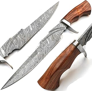 PAL 2000 KNIVES DAG-9261 Handmade Damascus steel fixed blade Hunting Knife Rosewood Handle With Sheath - PAL 2000 KNIVES