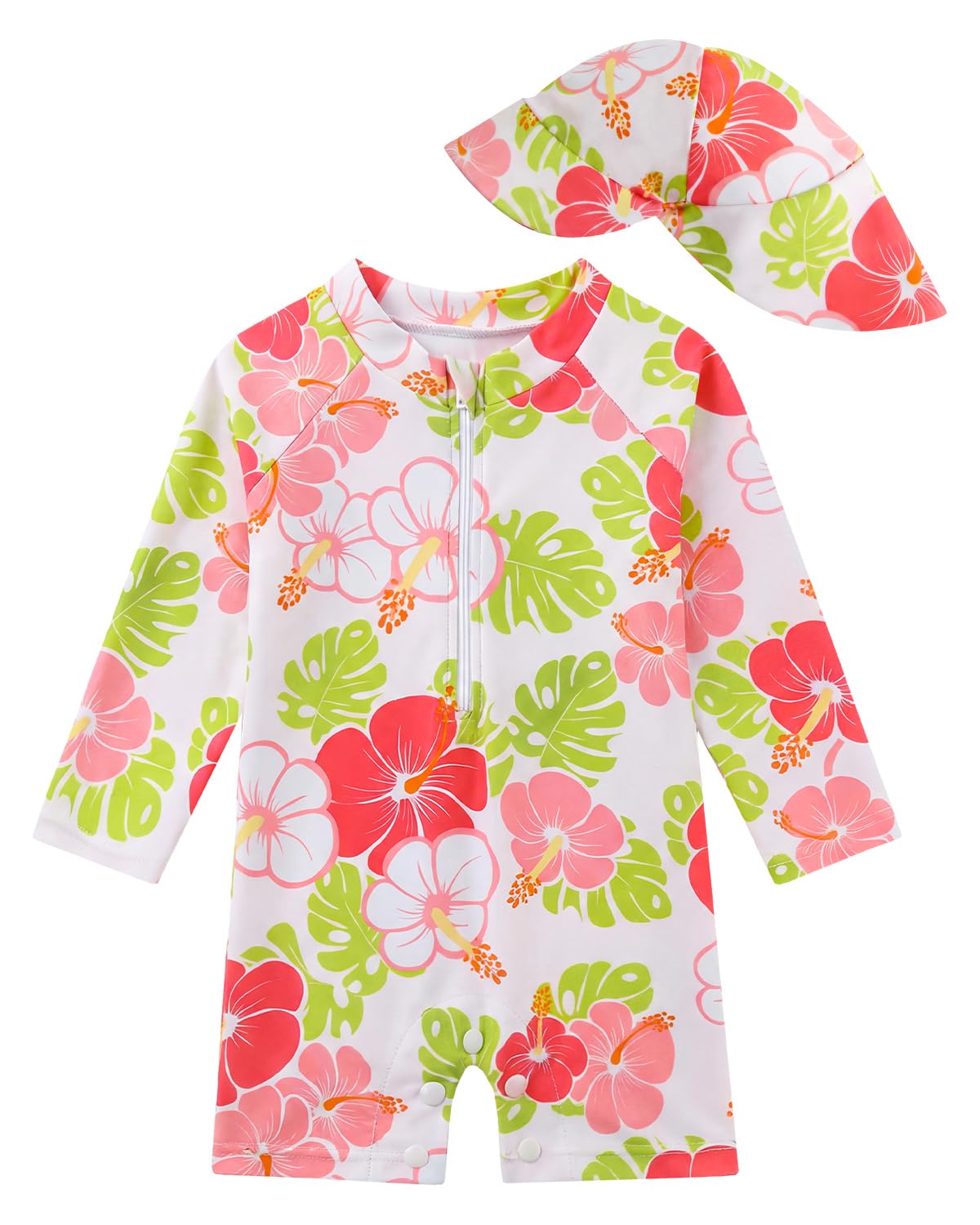 WYTbaby Traje de baño Baby Uv Ropa protectora con botones de una pieza de manga larga UV Traje de baño para niños pequeños 3 meses - 3 años