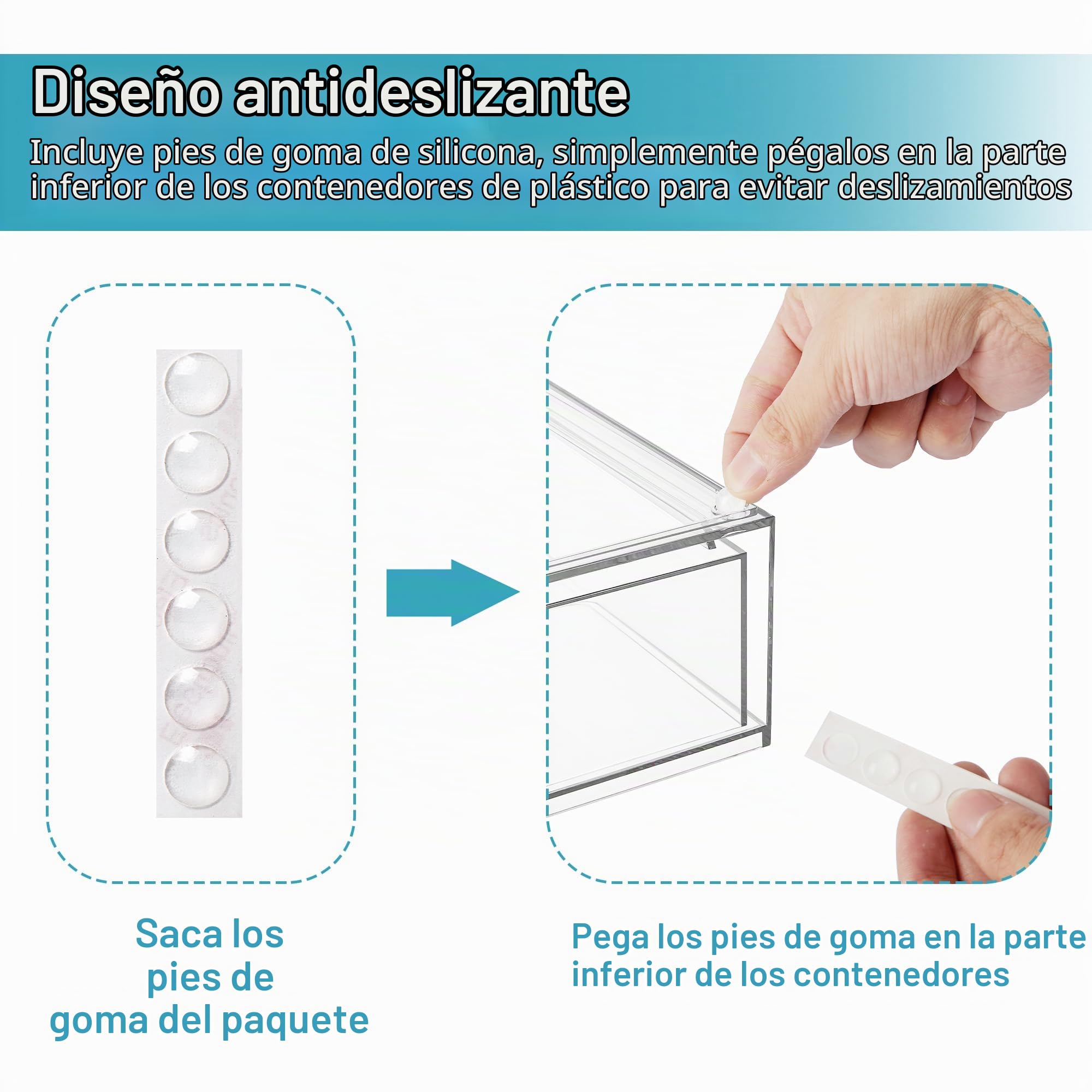 Vtopmart Caja de almacenamiento con 3 cajones, organizador de tocador transparente, cajón organizador antideslizante para baño, tocador y escritorio.
