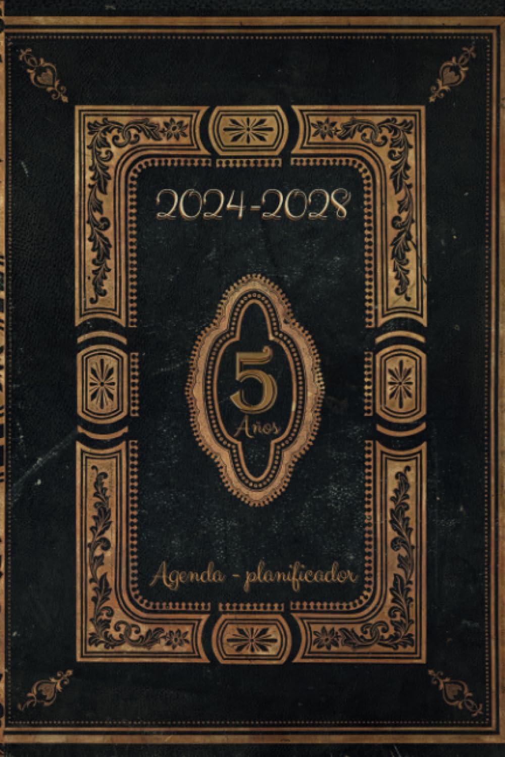 Agenda 2024-2028: Planificador mensual 5 años. Cuaderno calendario 2024 2025 2026 2027 y 2028 con notas, direcciones y control de gastos. Vintage A5