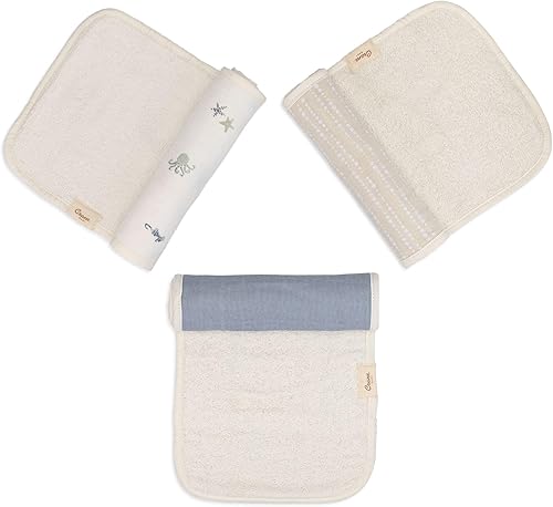 Miniatura 6 de Crane Baby Paños de muselina para bebé, paño ligero y absorbente para eructos, medusas de vida marina, juego de 3, 7 x 20 pulgadas, esenciales