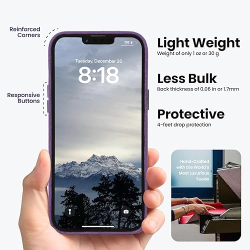 Miniatura 10 de ALMA Alcantara - Funda para iPhone serie 15 (15 Pro, verde bosque)