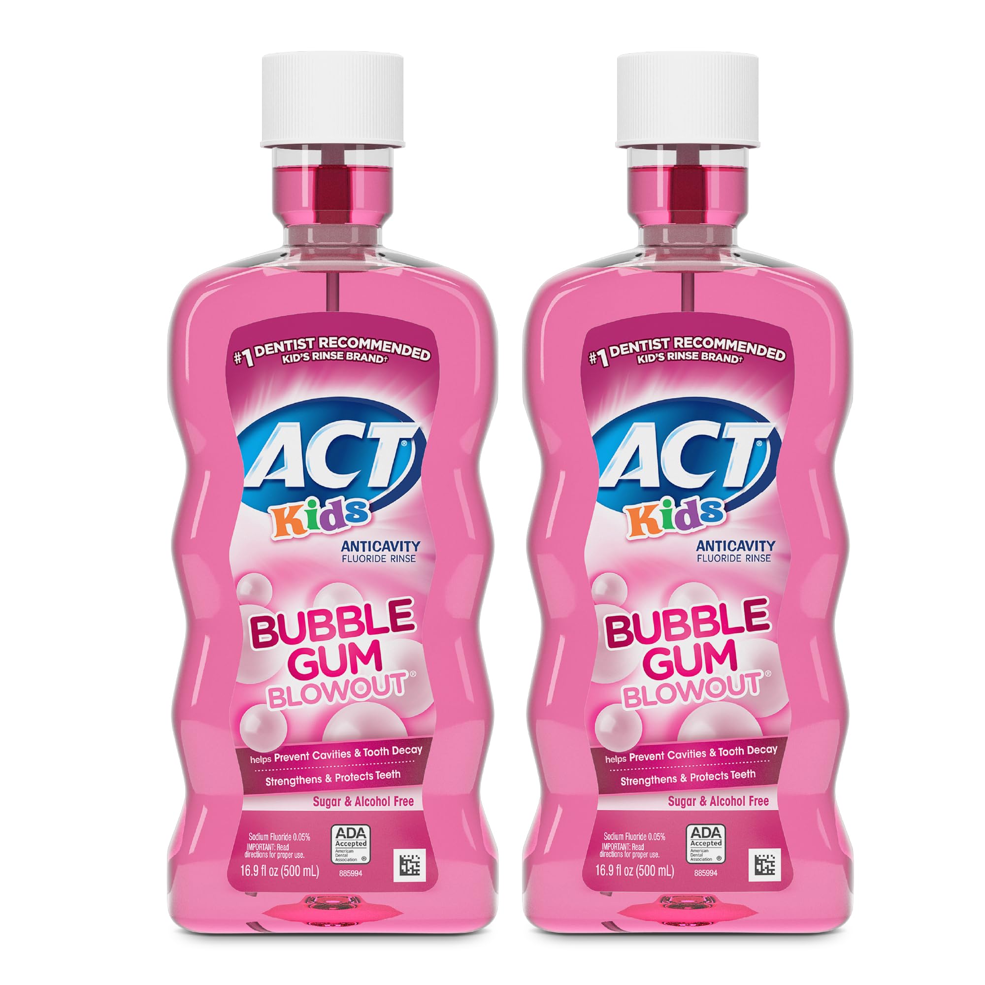 ACT Kids Anticavity Fluoride Mouthwash Sugar Alcohol Free Mouth Rinse Strengthens Teeth Bubble Gum Blowout 16 9 fl