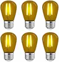 LUXRITE S14 Edison LED Yellow Light Bulbs, 0.5W, Colored LED