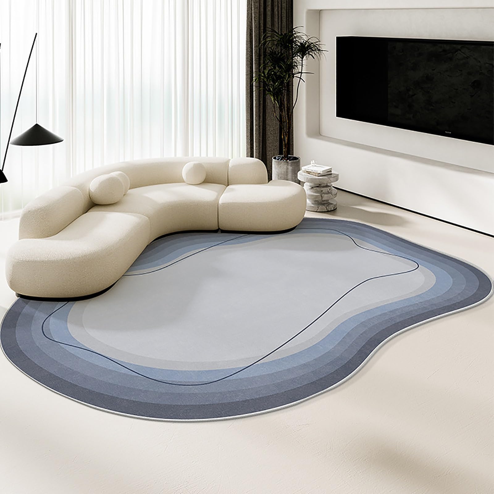 Tapis moderne abstrait irrégulier – Tapis doux lavable pour salon et chambre à coucher – Design élégant antidérapant parfait pour la maison et le confort