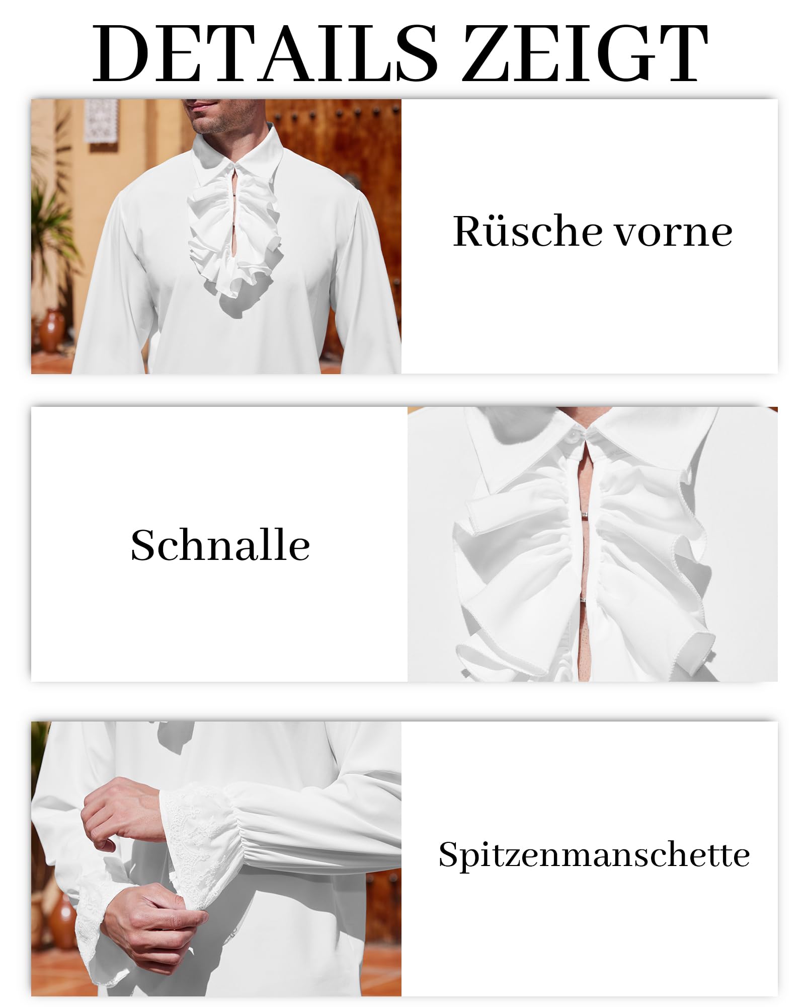 YAOHUOLE Herren Mittelalter Hemd Viking Kostüm Schnürhemd Renaissance Viktorian Steampunk Piraten Hemd Herren