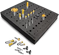 Vista 11 de Juego de broca de enrutador POWERTEC T Track y 10 juegos de pernos de tuerca T-Track de 1/4" hexagonal, broca de enrutador T Track con punta