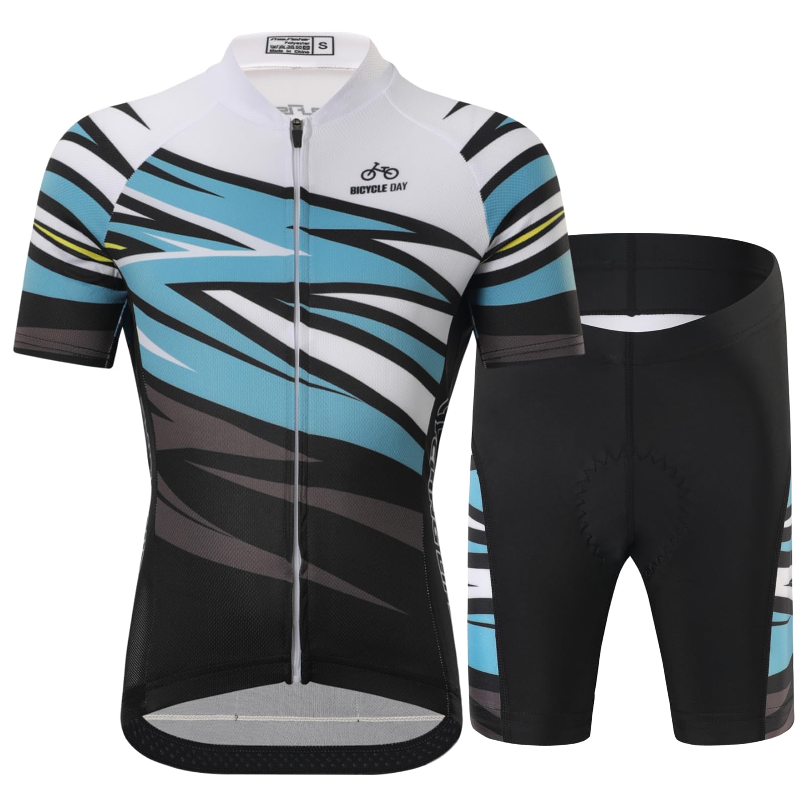 Maillot de ciclismo para niños y niñas, de secado rápido, camiseta de manga corta y pantalón corto con acolchado 3D para el asiento, transpirable, ropa de ciclismo