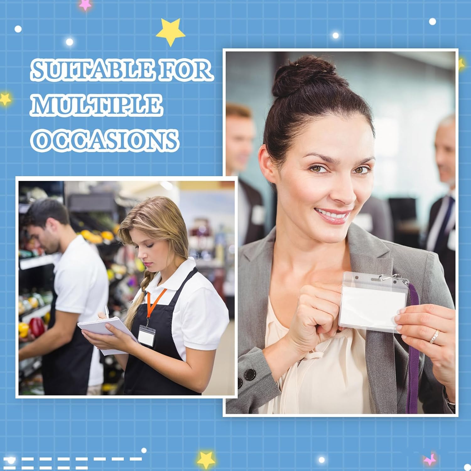 Qilery 500 Pcs Horizontal Badge Holder Clear Name Badge Holders Sealable Horizontal ID Badge Holder Plastic ID Card Holder Clear Badge Protector for Adult Credit Card Name Tag Work - Image 7