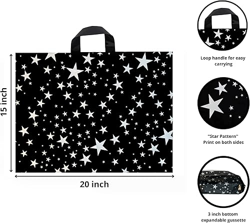 Miniatura 11 de Infinite Pack Bolsas grandes de mercancía de agradecimiento con asa de lazo, bolsa de boutique brillante, refuerzo inferior de 3 pulgadas y 3 mil