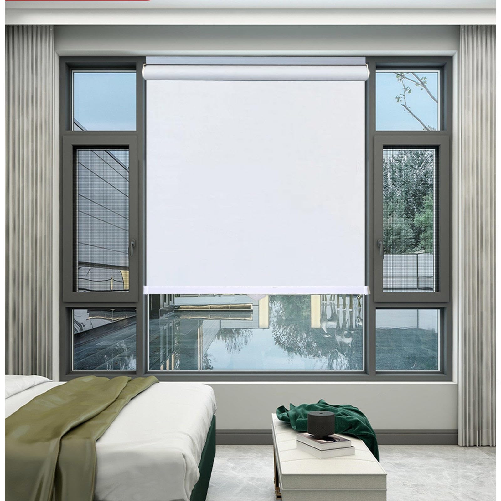 Blackout Roller Blinds 35/50/75/90/115/130cm, 99% Uv-resistant Blackout Curtains, Window Roller Shades, Privacy Blinds, Sunshade Roller Blinds No Drilling,white-40x200cm/16 * 79in