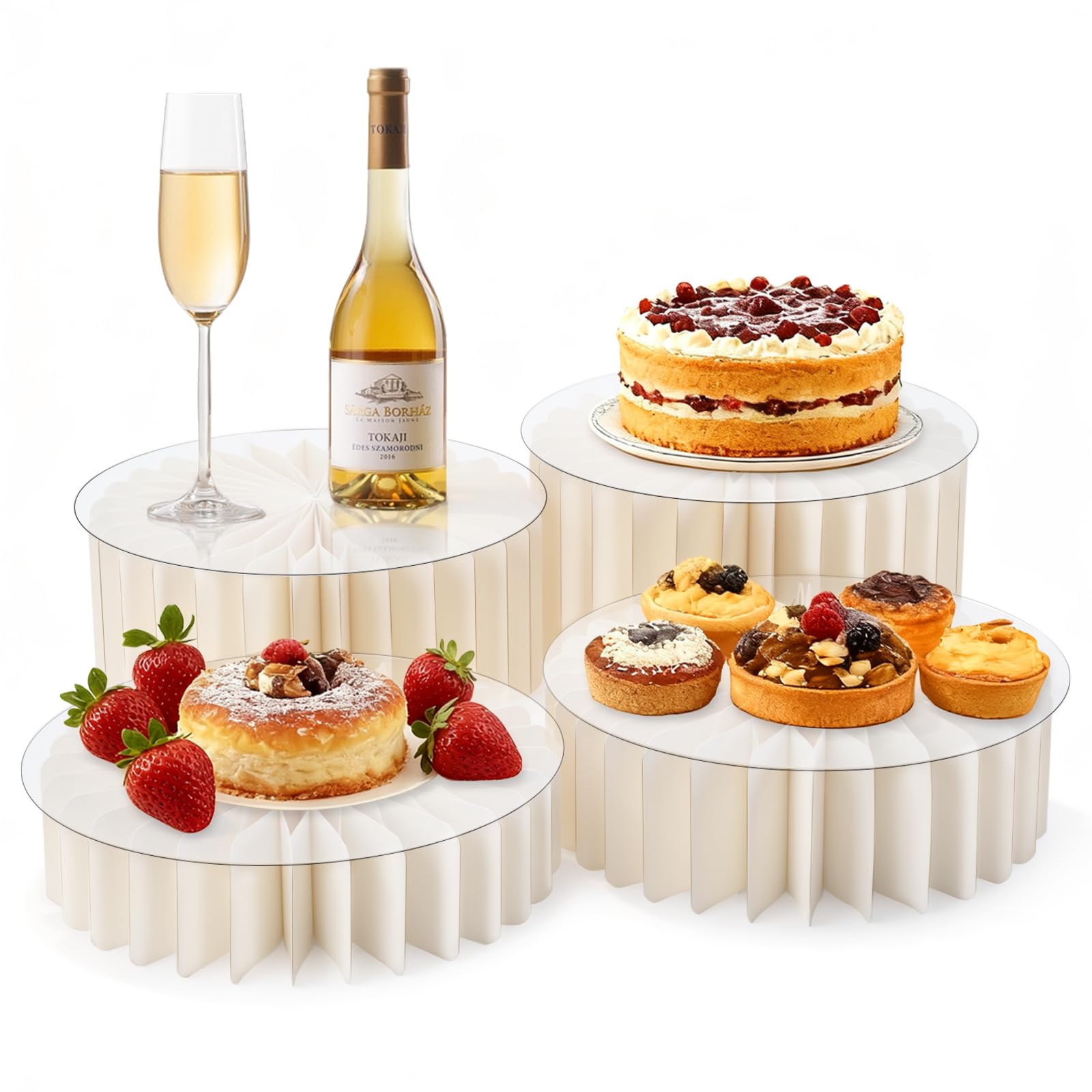 Photo 1 of AHUAWA 4Pcs Buffet Risers, Food Risers for Buffet Table with Acrylic Plates