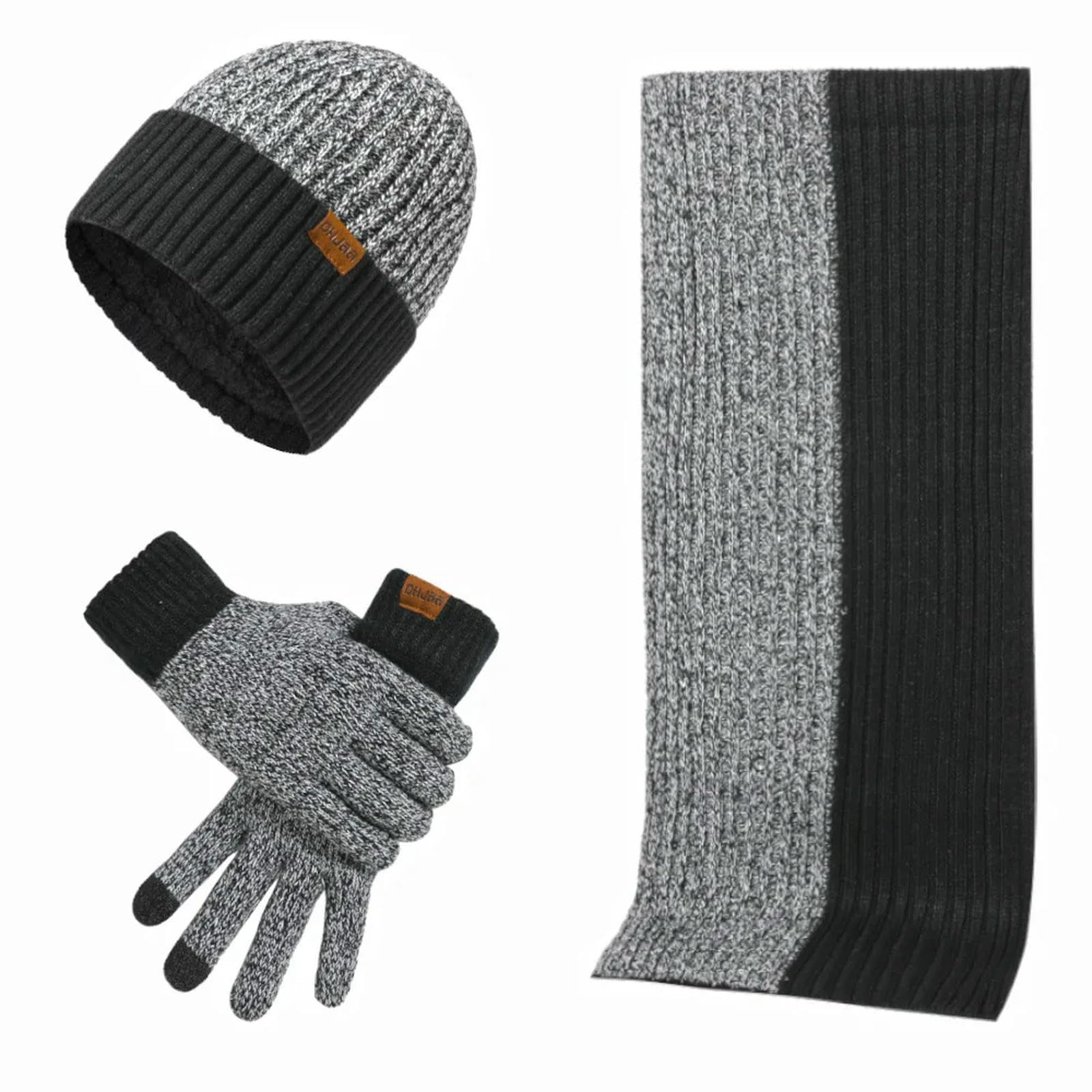 Schal Mütze Handschuh Set Herren Frauen Winter Warmes Set Mützenhandschuhe Schal Outdoor Sports Touchscreen Handschuhe Kaltes Wetter Warmes Set