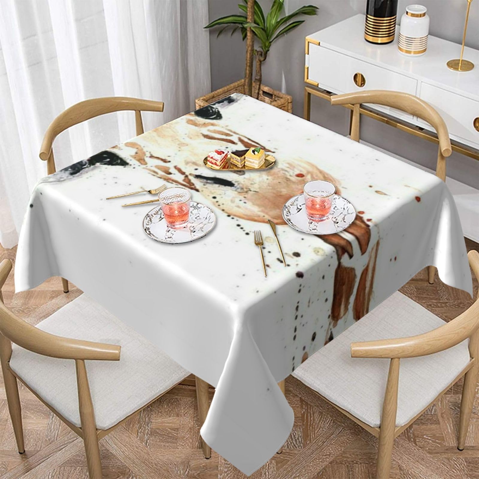 DCEHGEW giraffe Prints Square Tablecloth 152x152 CM, Waterproof Fabric Table Cloth for Dining Table, Farmhouse Table Cover for Kitchen Dining Tabletop Decoration