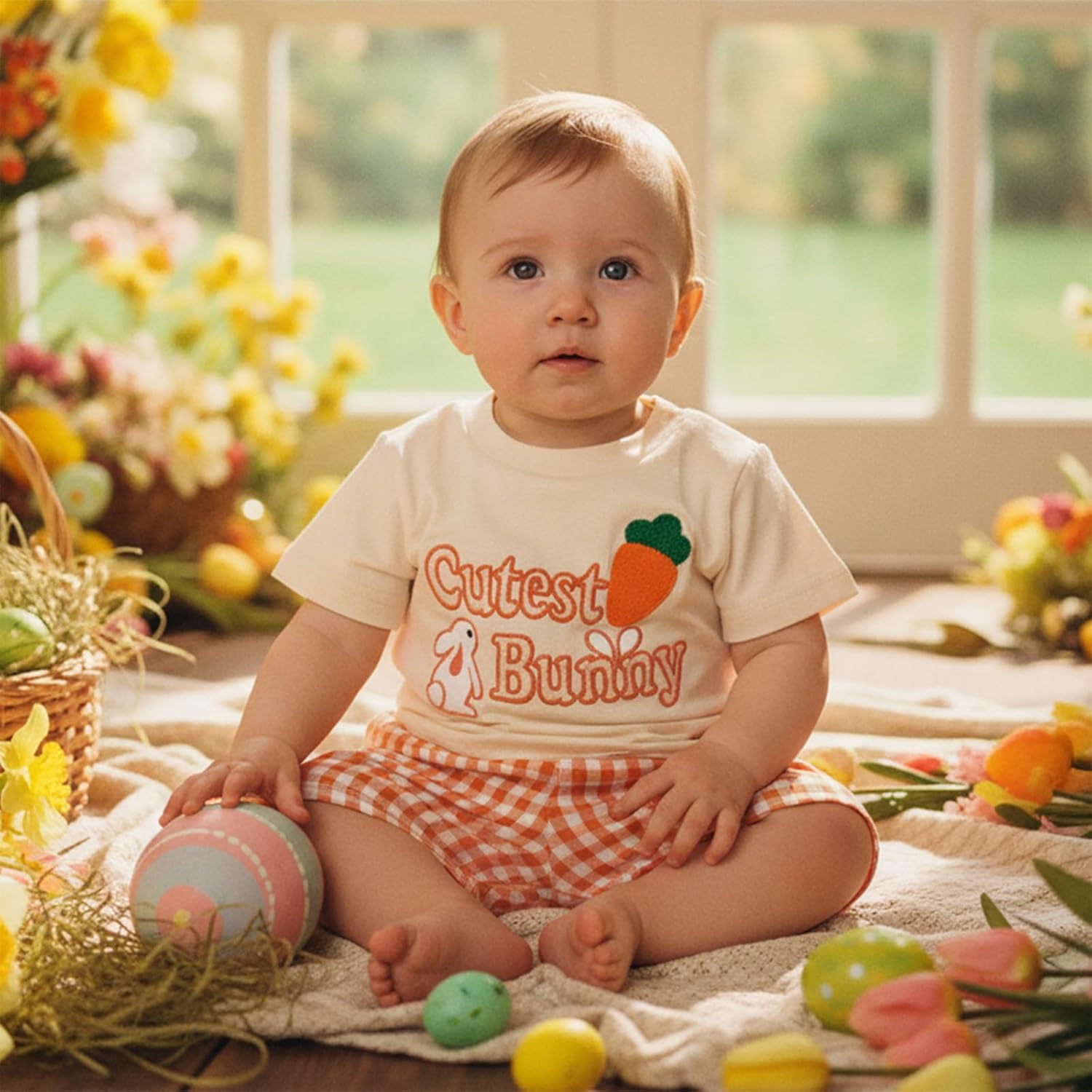 Easter Baby Boy Outfit Truck Cross Short Sleeve T-shirt Plaid Shorts Set Toddler Little Boys Summer Clothes - Image 4