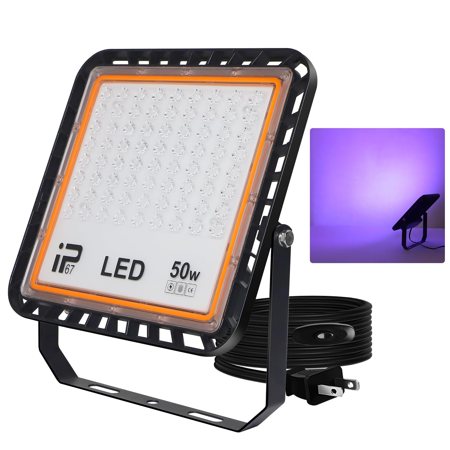 Amazon.co.jp: ブラックライト 50W LED投光器 IP67強力防水 紫外線 UV