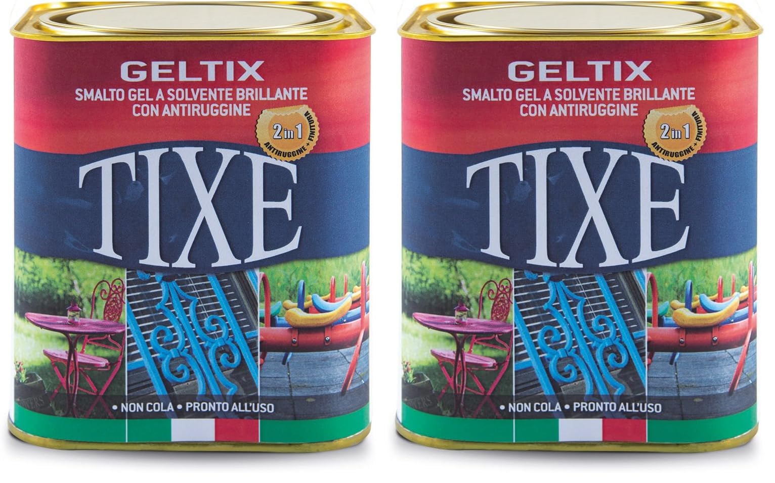 TIXE Smalto Gel Antiruggine – Protezione Superiore e Finitura Lucida per Metalli e Superfici Esterne, Blu 750 ml (Confezione da 2)