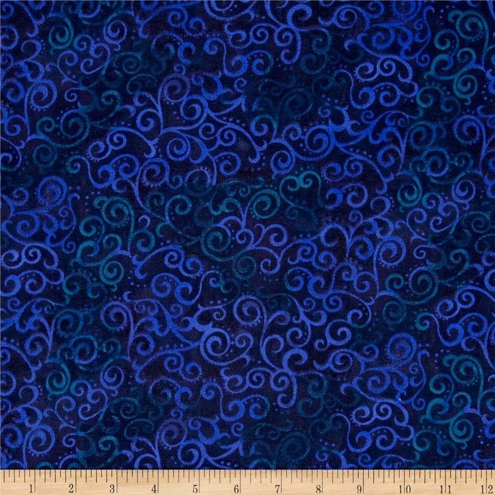 QT Fabrics 108" Wide Quilt Back Ombre Scroll Navy, Fabric by the Yard