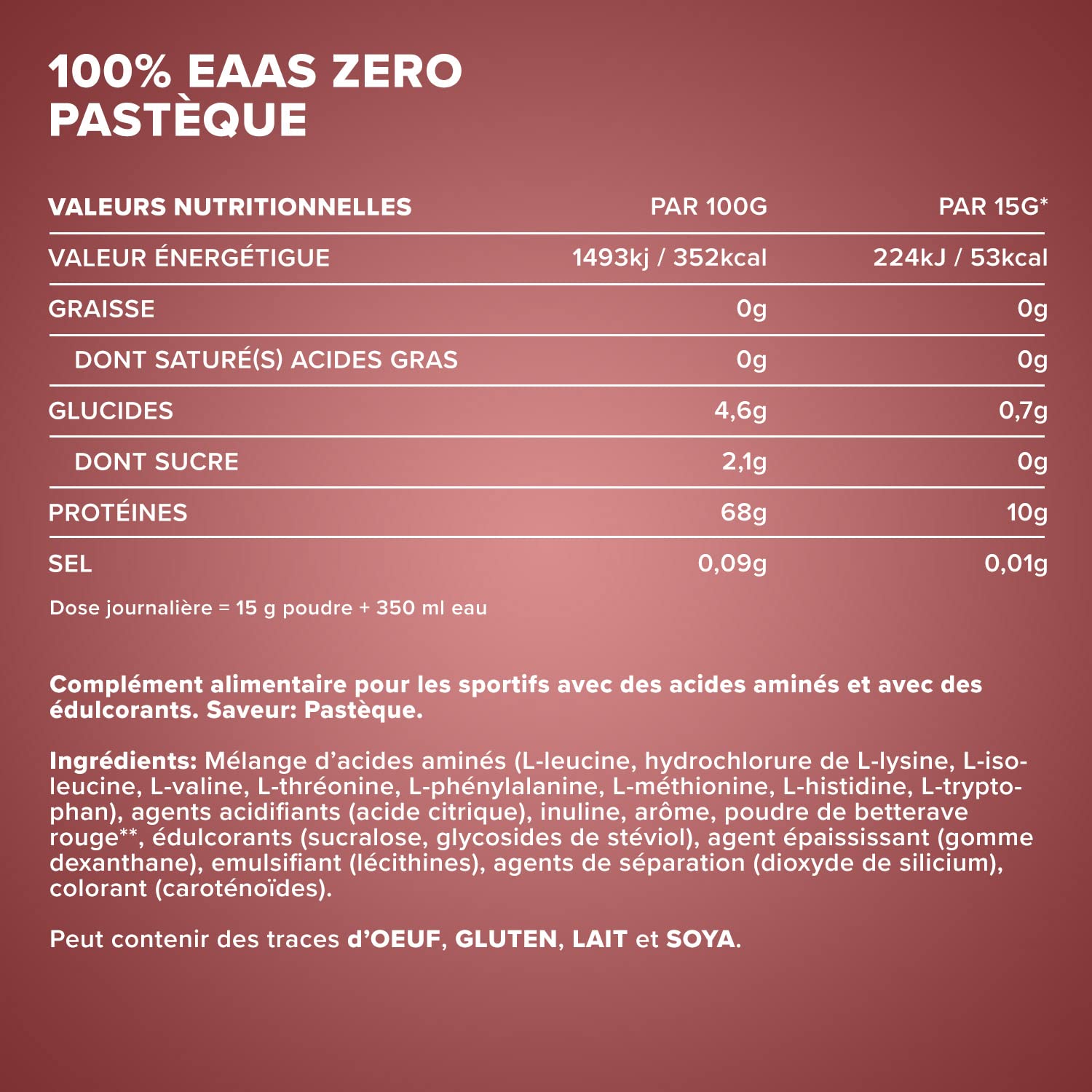 IronMaxx – EAAs Zero en Poudre – Pastèque 500 g – EAA Zéro Sans Sucre, Complément EAA pour Sport & Nutrition