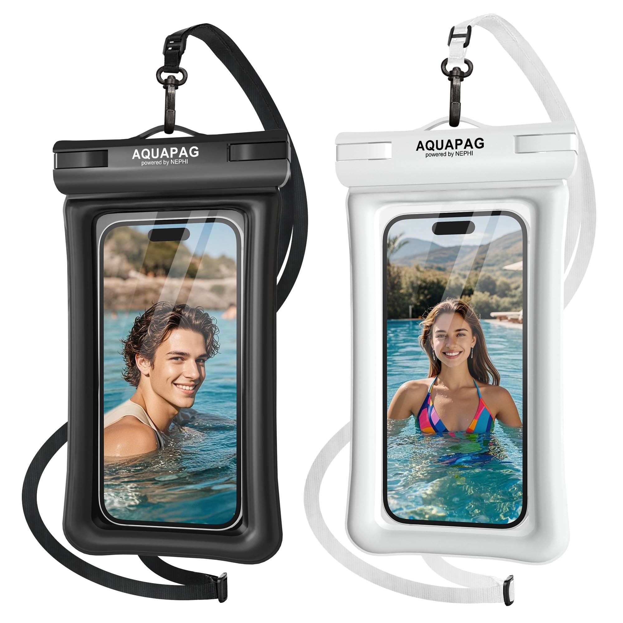 NEPHI IPX8 Floating Waterproof Phone Pouch 2 Pack-Up to 8.0"，Floating Phone Case for iPhone Andriod, Dry Bags for Vacation Beach Pool Kayak Cruise