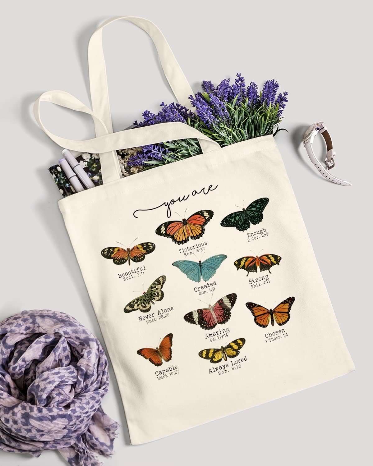 AUSVKAI Canvas Tote Bag Aesthetic for Women, Cute Reusable Cloth Cotton Bags for Shopping Beach Trendy Gifts - Image 3
