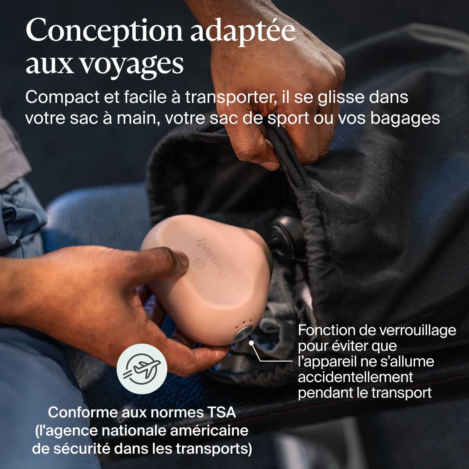 Theragun Mini by Therabody (3ème génération) – Pistolet de massage ultra portable et essentiel de voyage pour soulager rapidement et efficacement la douleur et la tension n'importe où, rose du désert